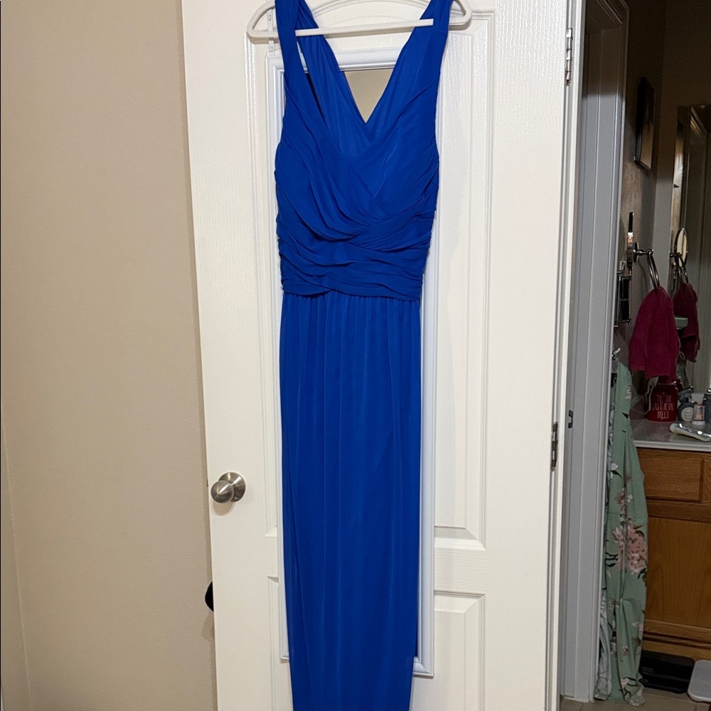 David's Bridal Royal Blue Maxi Dress
